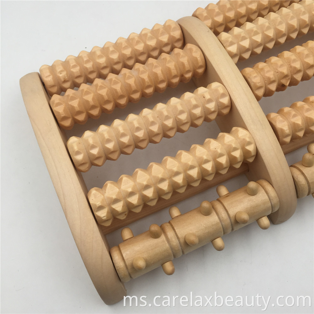 5Row Wood Foot Massager untuk Kaki Roller Kayu